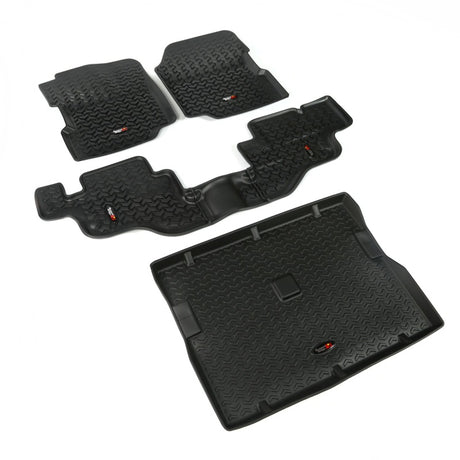 Revêtement de sol avant/arrière/cargo Rugged Ridge noir pour Jeep Wrangler/CJ 1976-1995