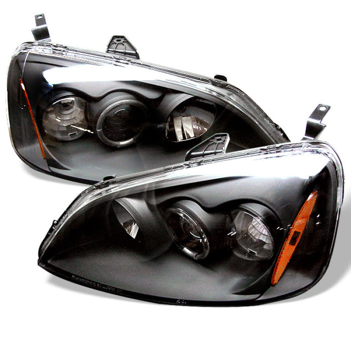 Phares de projecteur Spyder Honda Civic 01-03 2/4DR - Réflecteur LED Halo Amber Blk PRO-YD-HC01-AM-BK