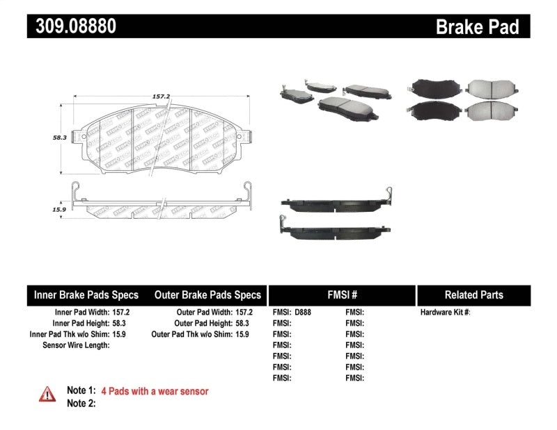 StopTech Performance 06-08 350Z avec freins standard / 06-08 Infiniti G35 Plaquettes de frein avant