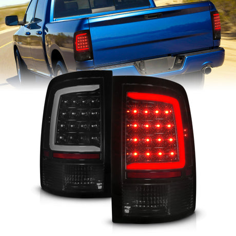 Feux arrière à LED ANZO 09-18 Dodge Ram 1500 avec boîtier noir séquentiel/lentille fumée