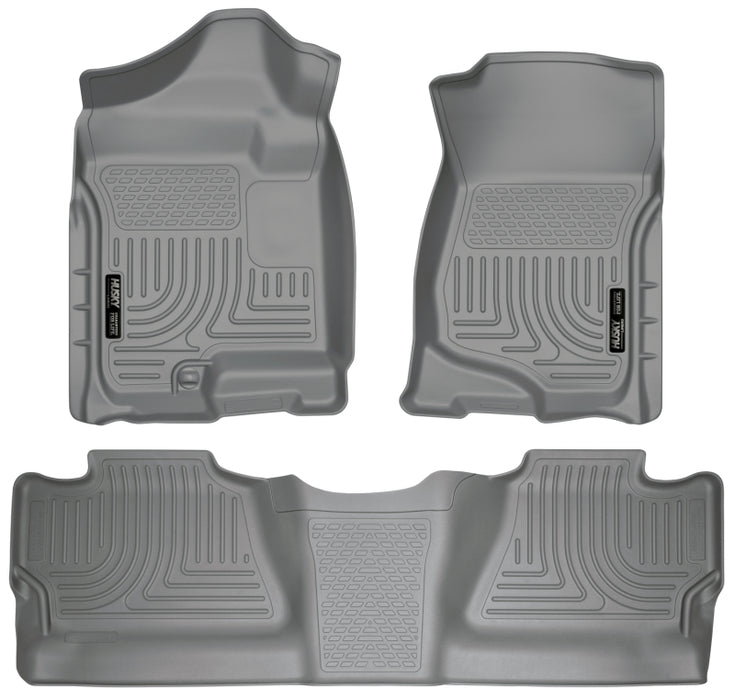 Revêtements de sol gris Husky Liners 07-12 pour cabine multiplace Chevy Silverado/GMC Sierra WeatherBeater Combo