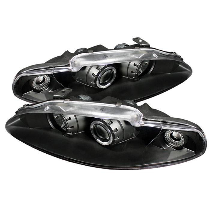 Phares de projecteur Spyder Mitsubishi Eclipse 95-96 LED Halo noir haut H1 bas H1 PRO-YD-ME95-HL-BK