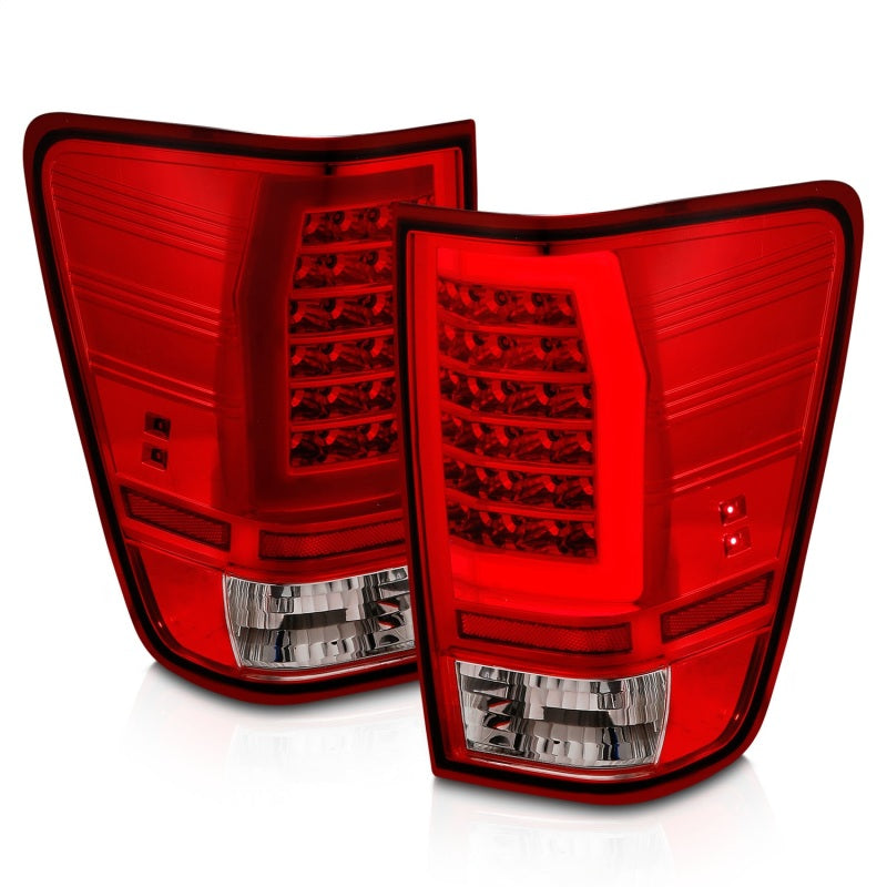 Feux arrière à LED Anzo 04-15 Nissan Titan avec boîtier chromé et lentille rouge/transparente