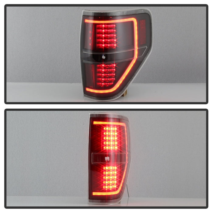 xTune 09-14 Ford F-150 Light Bar LED Tail Lights - Black (ALT-JH-FF15009-LBLED-BK)