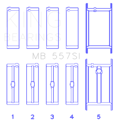 King Engine Bearings Small Block Chevy (Size STD) Silicon Aluminum Bi-Metal Main Bearing Set