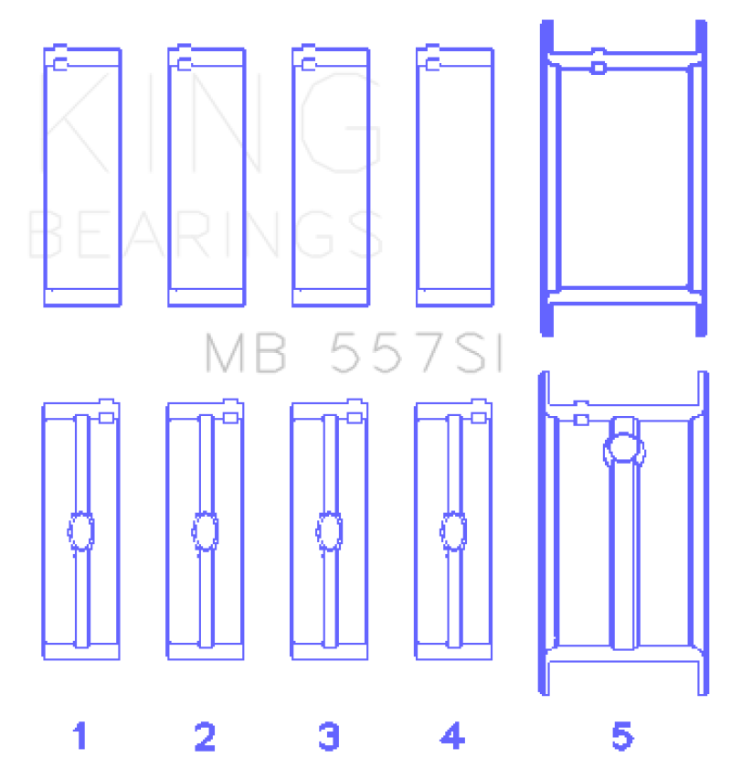 King Engine Bearings Small Block Chevy (Size STDX) Silicon Aluminum Bi-Metal Main Bearing Set