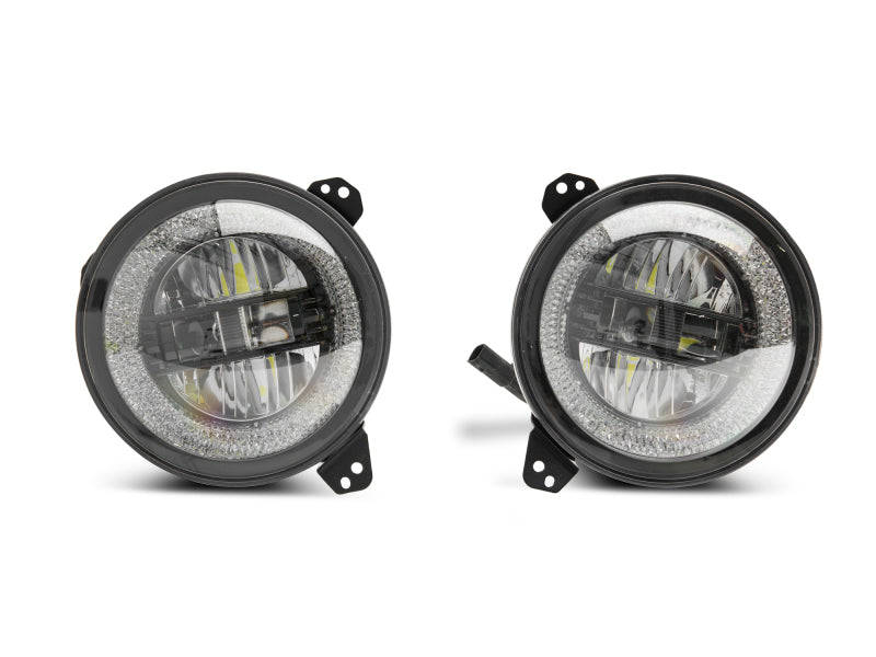 Phares à LED Raxiom 18-22 Jeep Wrangler JL/JT Axial Series - Boîtier noir (lentille transparente)