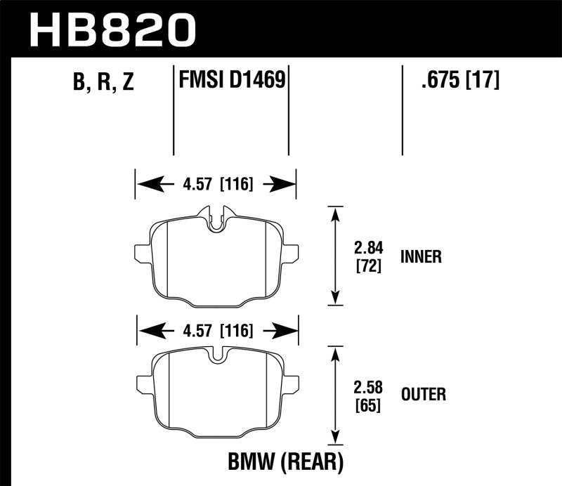 Plaquettes de frein arrière en céramique hautes performances Hawk pour BMW M6 12-17 / BMW M6 Gran Coupé 14-17 / BMW M5 13-16