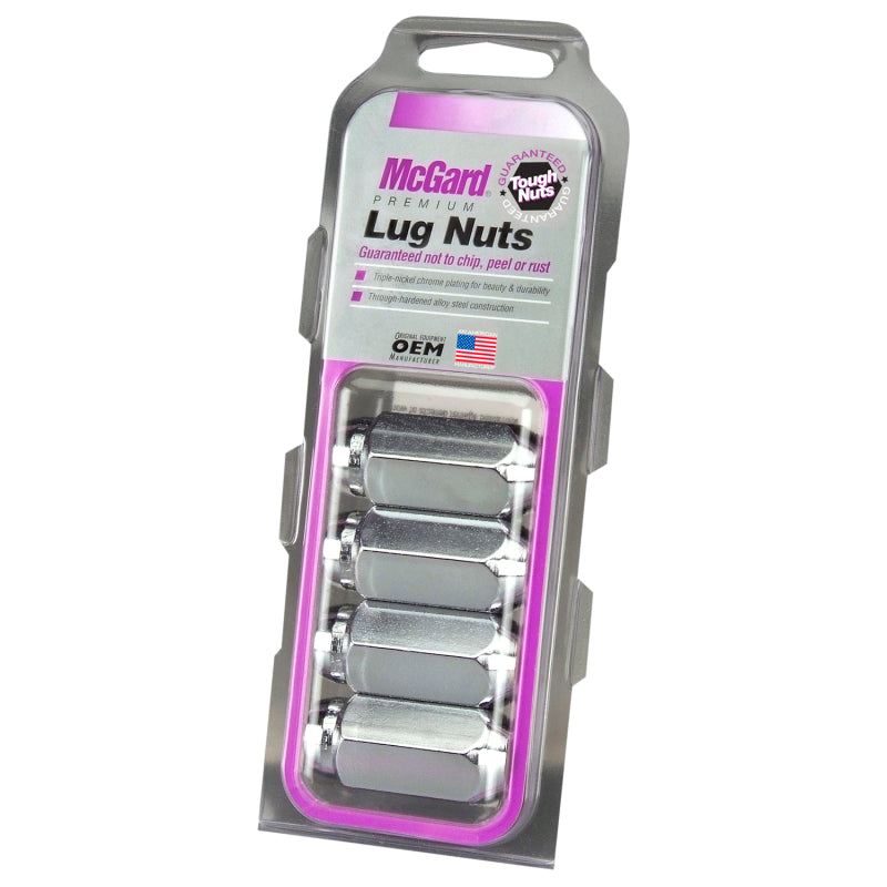 Écrou de roue hexagonal McGard (siège conique) M14X1,5 / 13/16 Hex / 1,945 po de longueur (paquet de 4) - Chrome