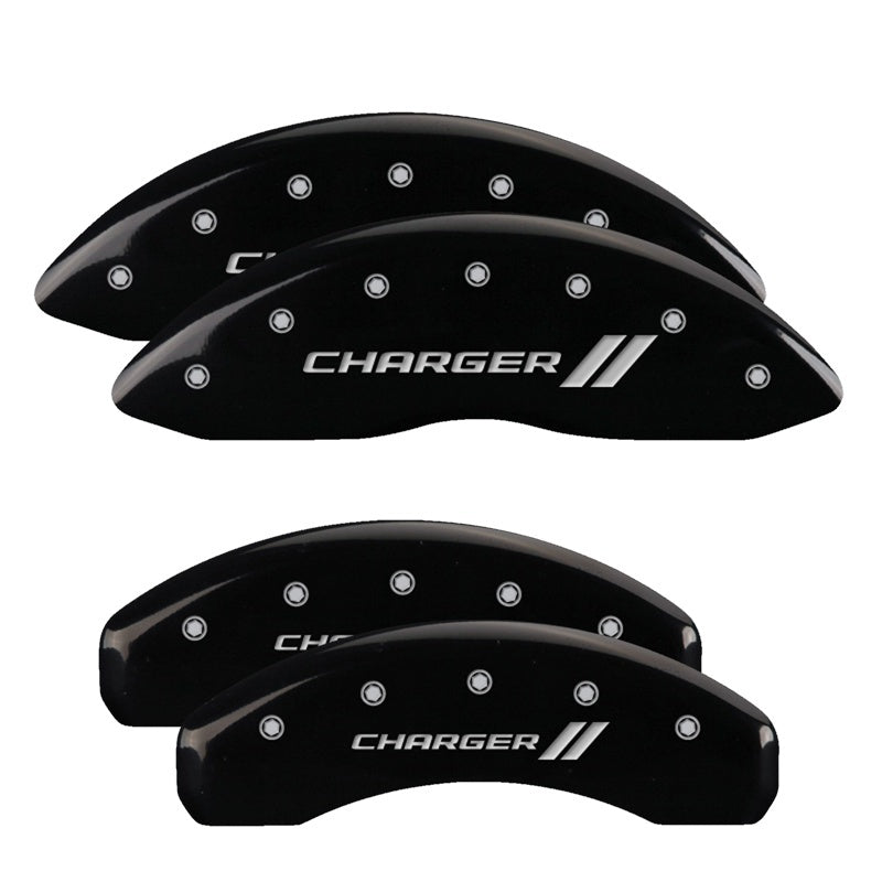 Couvre-étriers MGP 4 gravés avant et arrière avec bandes/chargeur finition noire argent ch