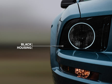Phare projecteur Halo CCFL Raxiom 05-09 Ford Mustang GT V6 Axial Series - Boîtier noir (lentille Smkd)
