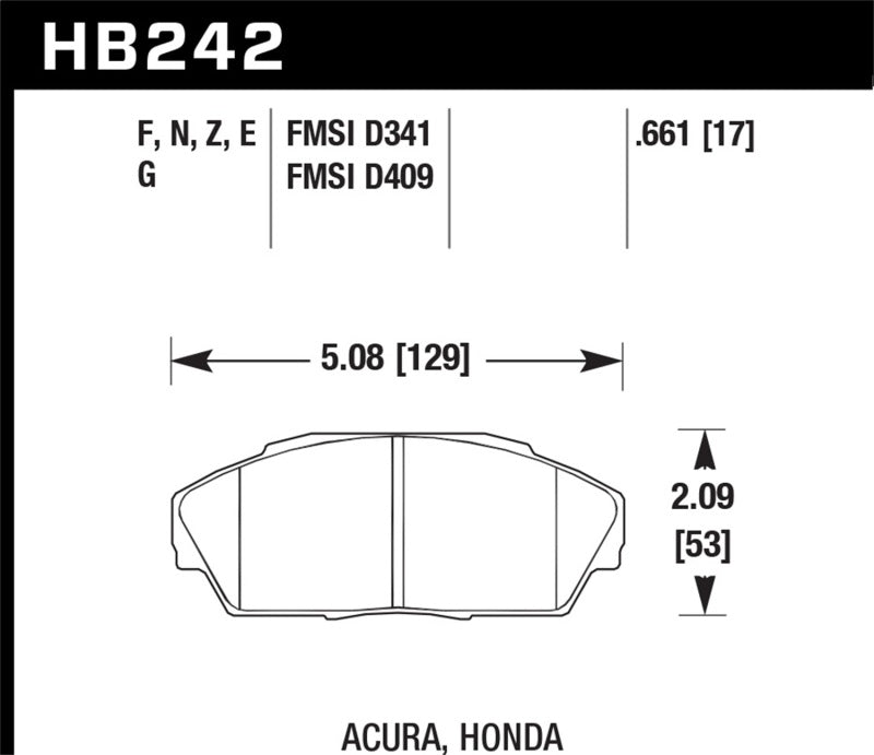 Plaquettes de frein avant Hawk 86-01 Acura (divers) / 88-93 Honda (divers) DTC-60 Race