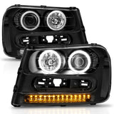 Phares de projecteur ANZO 2002-2009 Chevrolet Trailblazer avec halo noir