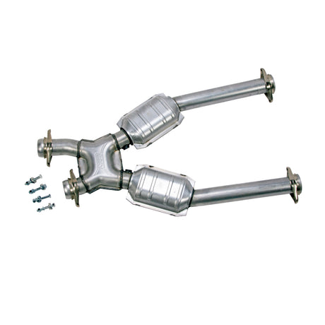 BBK 96-04 Mustang 4.6 GT / Cobra Short Mid X Pipe avec convertisseurs catalytiques 2-1/2 pour collecteurs à tube long