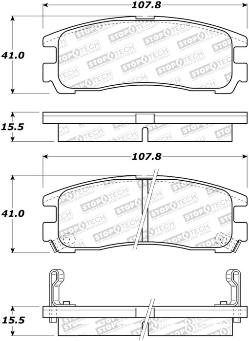 Plaquettes de frein sport StopTech avec cales et matériel - arrière