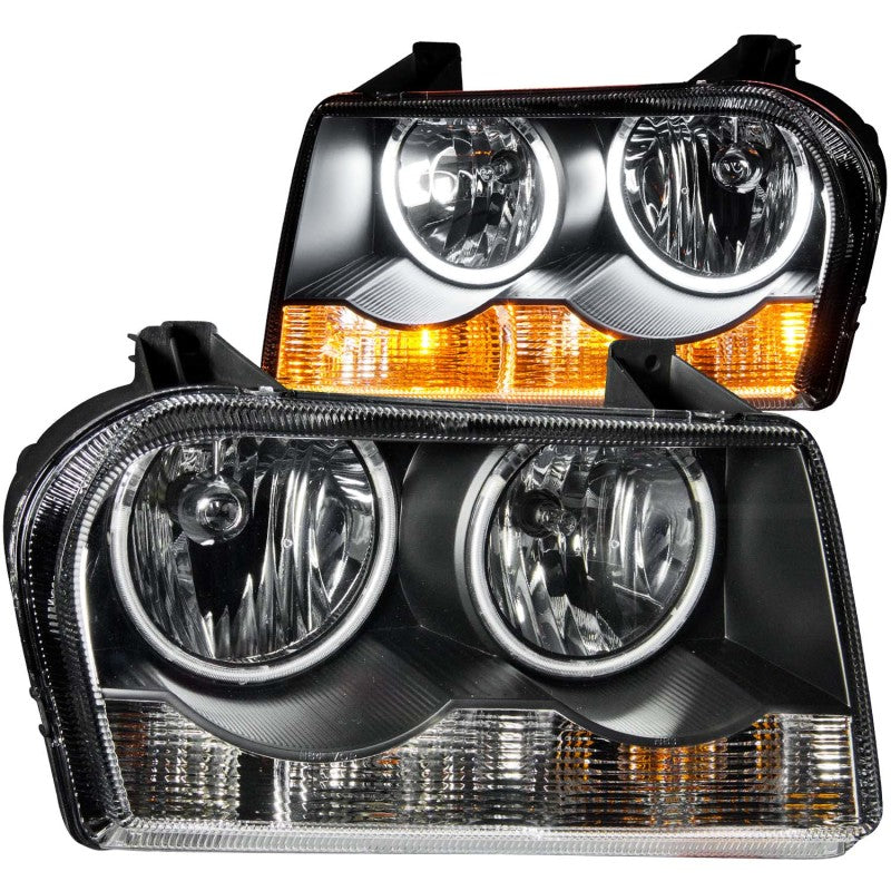 Phares en cristal ANZO 2005-2010 Chrysler 300 avec halo noir (CCFL)