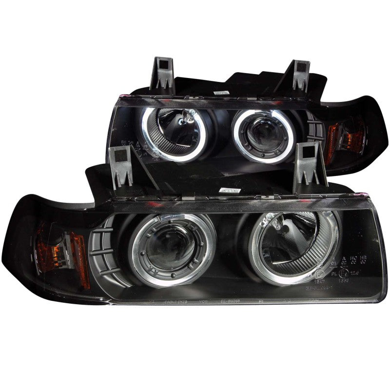 ANZO 1992-1998 BMW Série 3 E36 Phares de projecteur avec halo noir G2 1 pièce