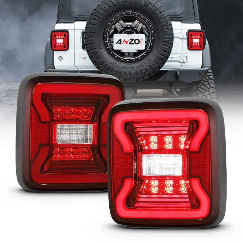 Feux arrière à LED ANZO 18-19 Jeep Wrangler JL Noir