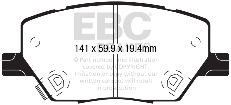 EBC 15+ Fiat 500X 1.4 Turbo Ultimax2 Front Brake Pads