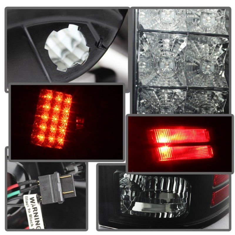 Feux arrière à DEL Spyder Dodge Ram 1500 09-14 à incandescence - Noir fumé ALT-YD-DRAM09-LED-BSM