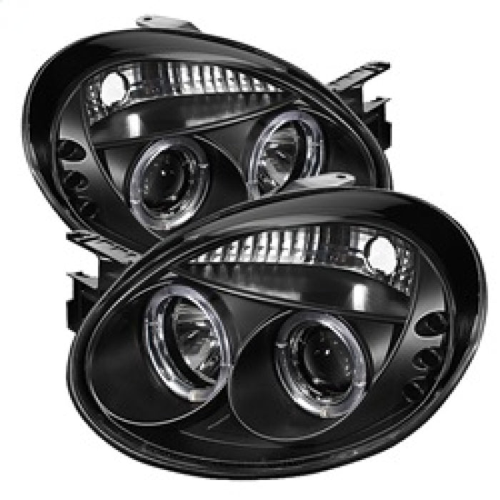 Phares de projecteur Spyder Dodge Neon 03-05 LED Halo LED Noir Haut H1 Bas H1 PRO-YD-DN03-HL-BK