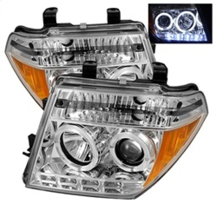 Phares de projecteur Spyder Nissan Frontier 05-08 LED Halo LED Chrm PRO-YD-NF05-HL-C