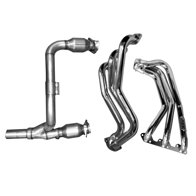 Collecteurs d'échappement à tube long et tuyau en Y et convertisseurs BBK 07-11 Jeep 3.8 V6 - 1-5/8 Chrome