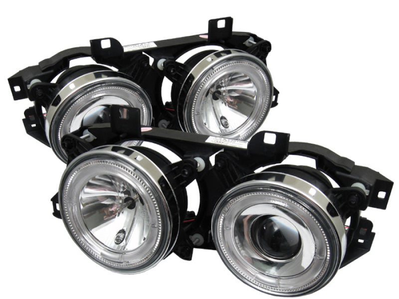 Phares de projecteur Spyder BMW E34 Série 5 89-94 NON COMPATIBLES 750 LED Halo Chrm PRO-YD-BMWE34-HL-C