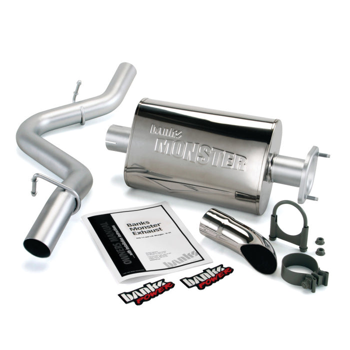 Système d'échappement Banks Power 91-95 Jeep 4.0L Wrangler Monster - Échappement simple SS avec embout chromé