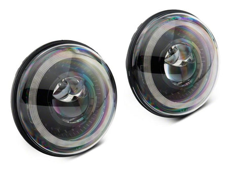 Phares à DEL Raxiom 07-18 Jeep Wrangler JK Axial Series 7 pouces Dragon Eye - Boîtier noir (lentille transparente)