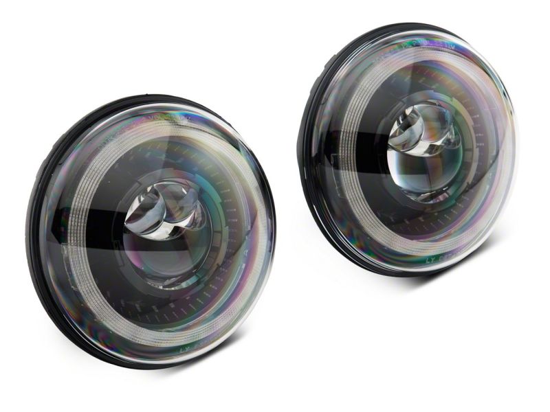 Phares à DEL Raxiom 07-18 Jeep Wrangler JK Axial Series 7 pouces Dragon Eye - Boîtier noir (lentille transparente)