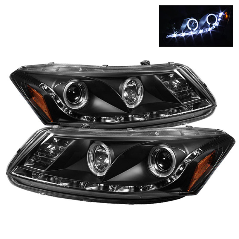 Phares de projecteur Spyder Honda Accord 08-12 4 portes - LED Halo DRL Blk PRO-YD-HA08-4D-HL-BK