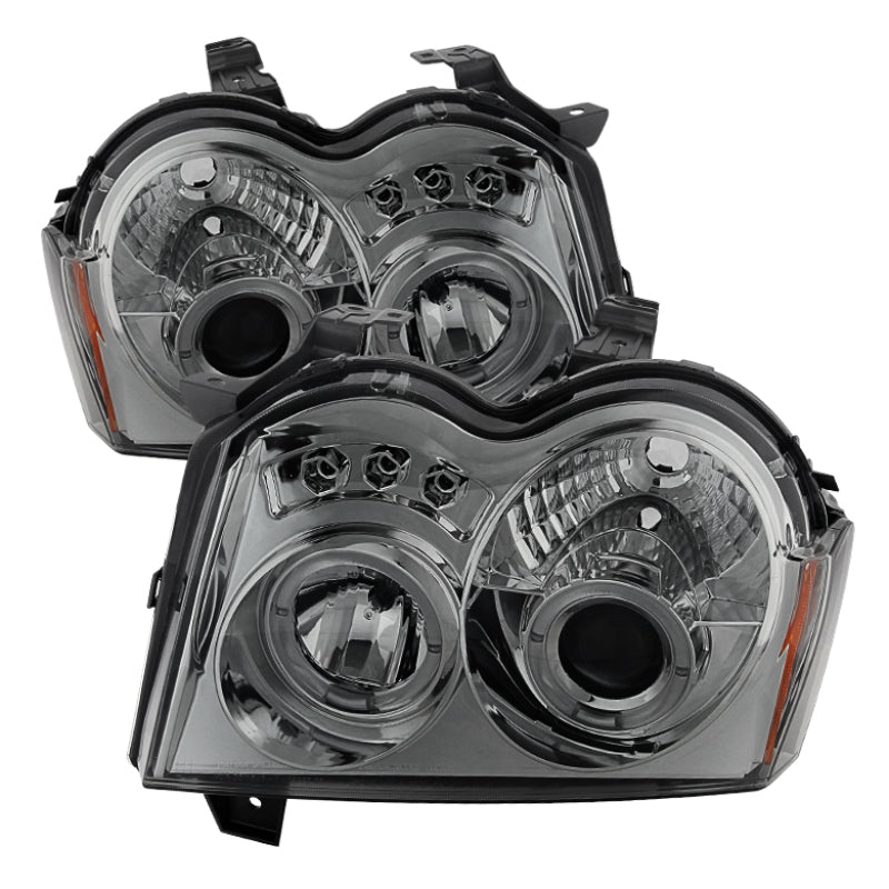 Phares de projecteur Spyder Jeep Grand Cherokee 05-07 LED Halo LED Smke PRO-YD-JGC05-HL-SMC
