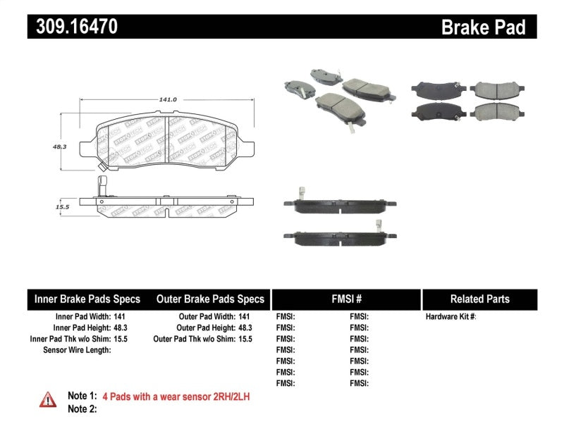 Plaquettes de frein arrière StopTech Performance 13-14 Dodge Dart/Jeep Cherokee