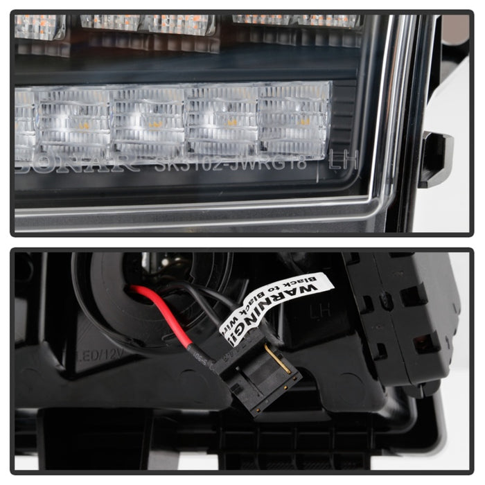 Feux de pare-chocs avant à LED pour Jeep Wrangler Spyder 2018-2019 (modèle halogène uniquement) - Signal séquentiel - Noir