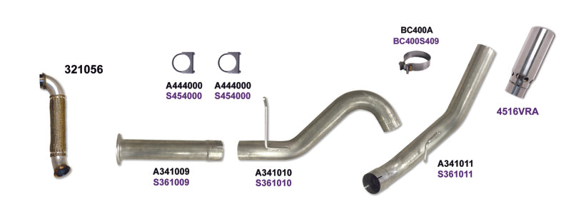 KIT Diamond Eye 4 po DPF-BACK SGL avec TDP SS 07.5-10 Chevy/GMC 6.6L Duramax 2500/3500