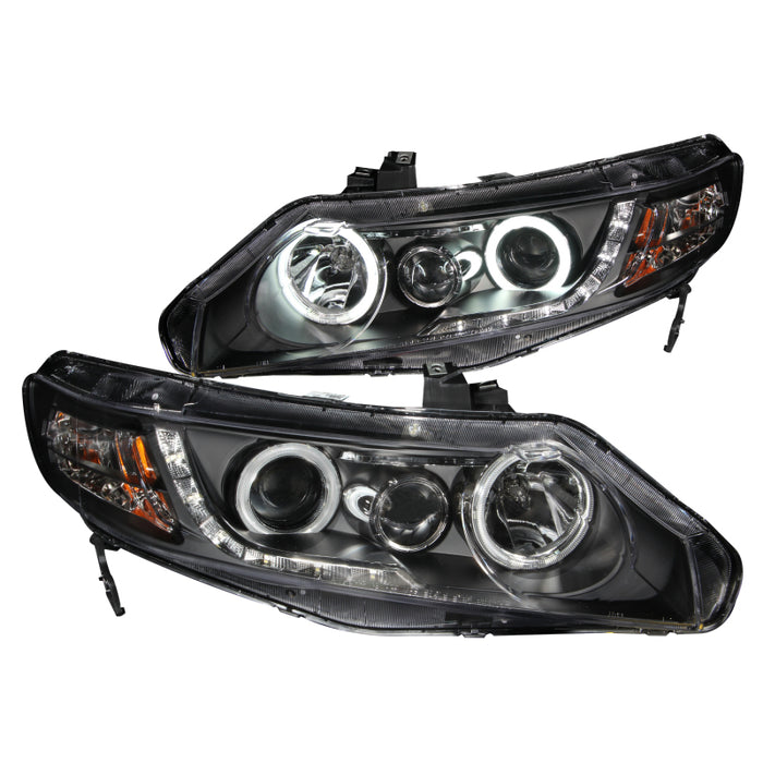 Phares de projecteur ANZO 2006-2011 Honda Civic avec halo noir (CCFL)