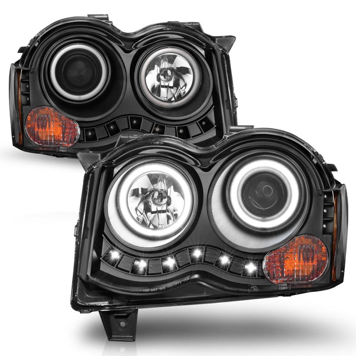 Phares de projecteur ANZO 2008-2010 Jeep Grand Cherokee avec halo noir (CCFL)