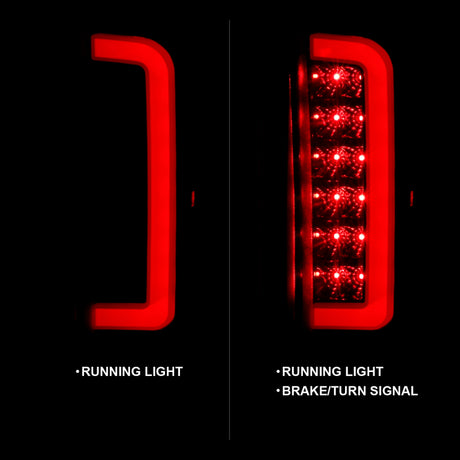 Feux arrière à LED ANZO 1987-1996 Ford F-150 Boîtier noir Lentille fumée (paire)