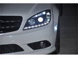 Phares de projecteur halogènes Spyder Mercedes Benz Classe C 08-11 - DRL Blk PRO-YD-MBW20408-DRL-BK