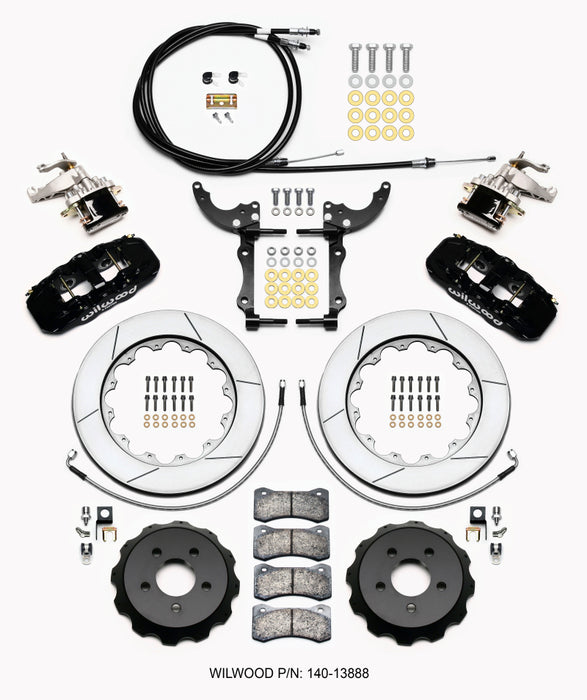 Kit arrière Wilwood AERO4 / MC4 14.00 Mustang 2015-Up avec conduites et câbles