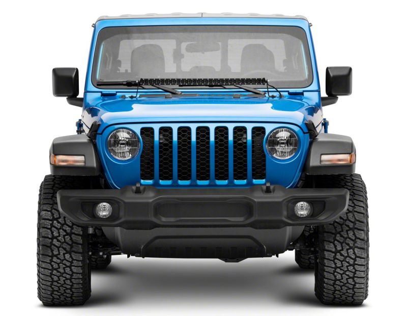 Barre lumineuse à DEL à une rangée de 30 po de Raxiom 18-23 Jeep Wrangler JL Axial Series avec supports de montage sur capot