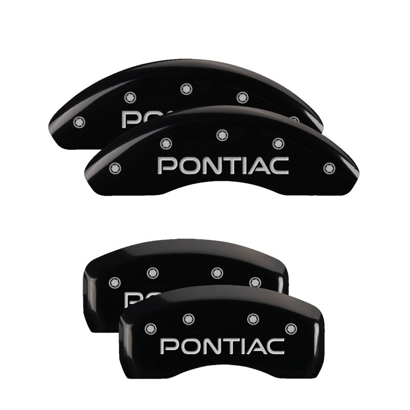 MGP 4 Caliper Covers Engraved Front & Rear Pontiac Black finish silver ch