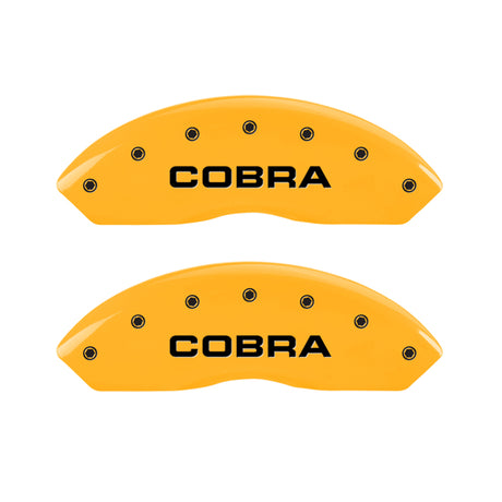 Couvre-étriers MGP 4 gravés avant Cobra arrière Snake Finition jaune Noir Char 2003 Ford Mustang