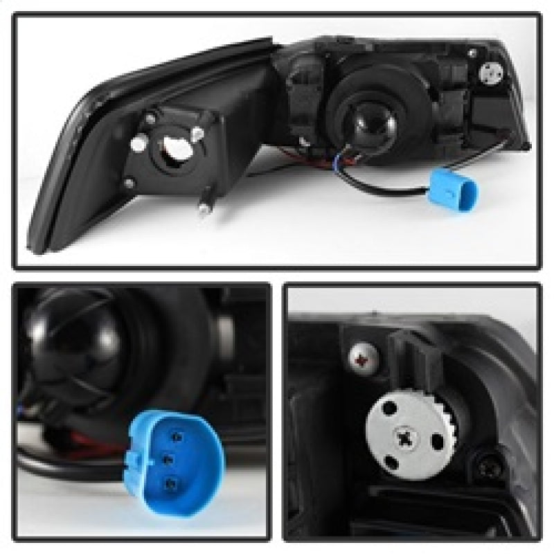 Phares de projecteur Spyder Ford Mustang 99-04 LED Halo Chrome High H1 Low H1 PRO-YD-FM99-1PC-AM-C