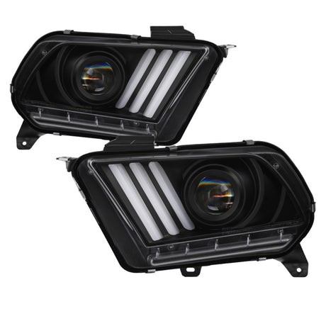 Spyder 10-13 Ford Mustang - Halogène - Phares de projecteur - Signaux LED - Noir (PRO-YD-FM2010V2-BK)