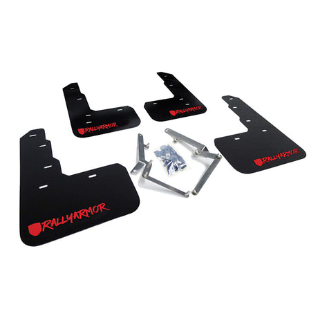 Rally Armor 17-21 Honda Civic Type R Garde-boue noir Logo en police modifiée rouge