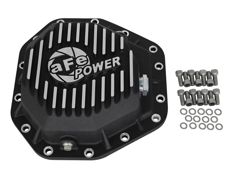 Couvercle de différentiel arrière aFe Power Pro Ser noir avec ailerons Mach 2017 Ford Diesel Trucks V8-6.7L(td) Dana M275-14