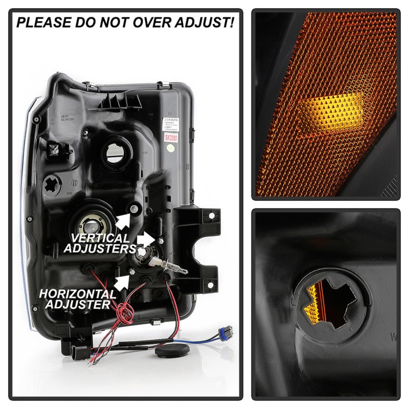Phares de projecteur Spyder Ford Super Duty 11-16 LEDHalo DRL tout noir PRO-YD-FS11-HL-BKV2
