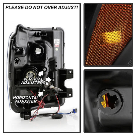 Spyder Ford Super Duty 11-16 Projector Headlights LED Halo DRL All Black PRO-YD-FS11-HL-BKV2